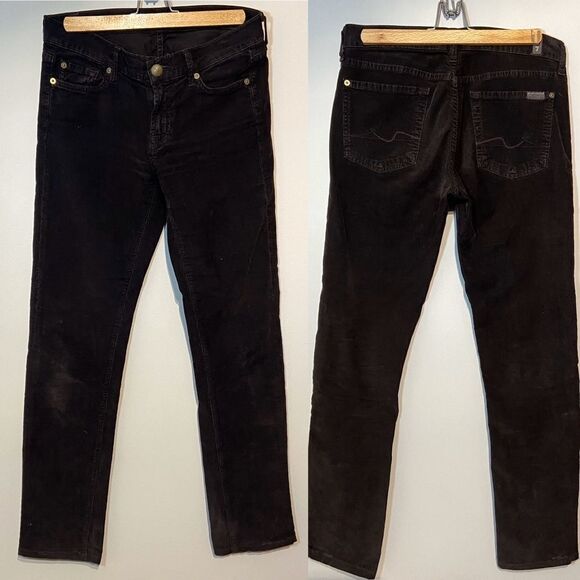 7 for all Mankind corduroy jeans brown fitted straight leg pants - Picture 3 of 6